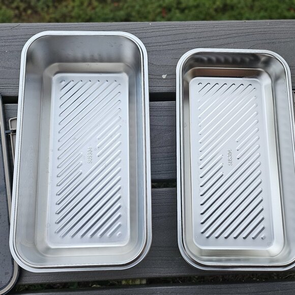 Set of two stainless steel food containers with airtight plastic lids - Picture 5 of 8